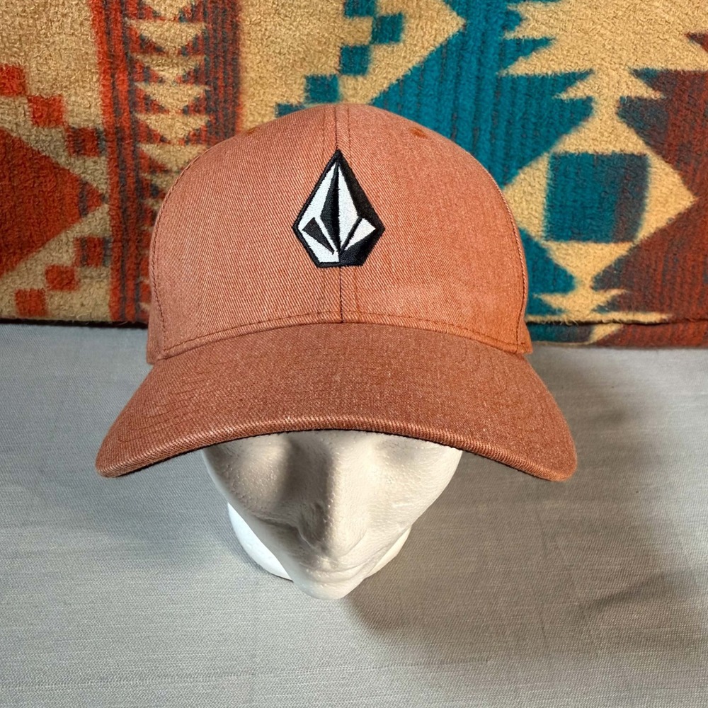 Volcom Stone Flexfit Hat Burnt Orange Embroidered Logo Skate Cap S/M